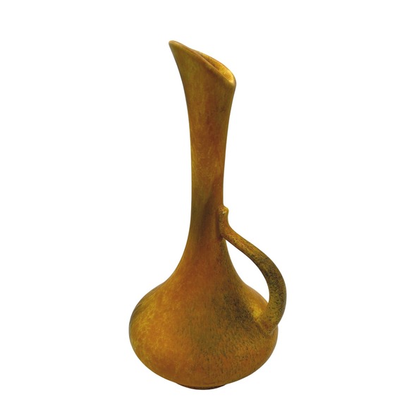 Royal Haeger MCM Art Pottery Handle Vase Lava GlazeTable Decor Orange Yellow - Picture 1 of 7